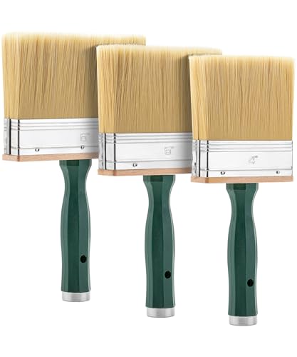 Bates Deck Stain Brush Set - 3pcs, 4', 5', 6' Brushes - Large Wall & Wood Stain Brushes