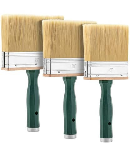 Bates Deck Stain Brush Set - 3pcs, 4', 5', 6' Brushes - Large Wall & Wood Stain Brushes