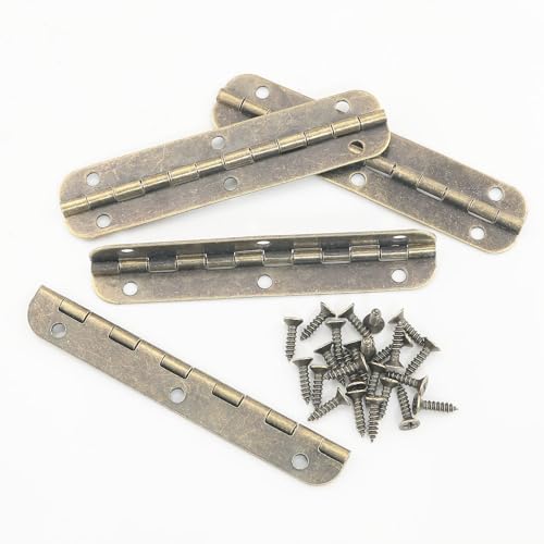 4PCS 180 Degree Long Bronze Plated Piano Hinges Wooden Box Small Hinge Wooden Box Connect Mount Hinges with Screws