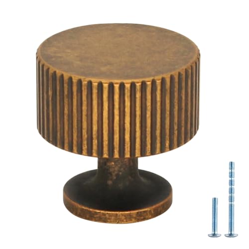 6 Pack Antique Brass Cabinet Knobs Dresser Knobs, Solid Vintage Drawer Pulls for Cabinets, Bathroom, Cupboard, Kitchen Hardware - color: Antique Brass