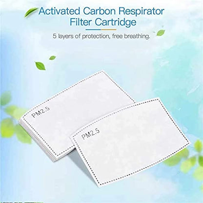 100 Pcs Activated Carbon PM2.5 Mask Filter Paper 5 Layers Replacement PM 2.5 Face Filter Insert