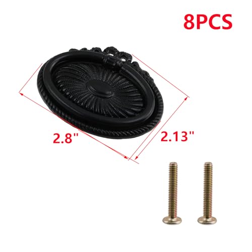 MY MIRONEY 8PCS Carved Cabinet Ring Pulls Black Ring Drawer Pulls Zinc Alloy Hardware Drop Ring Pulls Handles for Kitchen, Dresser, Closet, Cupboard - style: Type L