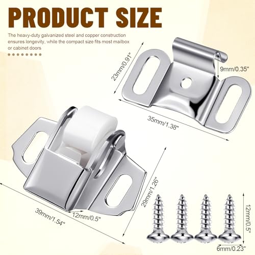 Shimeyao 1 Set Mailbox Replacement Roller Catch Latch with Screws Hardware Roller Wheel Spring Door Catch Latch for Cabinet Doors Rv Camper Kitchen