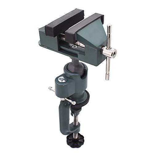findmall Universal Table Vise 3" Aluminum Swivel Bench Vise 360 Degrees Rotating Fit for Holding Small Parts in Jewelry Hobby Model Making Electronics and More - color: Green