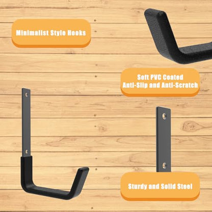 Heavy Duty Utility Hooks for Wall Mount, Garage Wall Hooks, Multi-Use Hose, Bike, Ladder, Chainsaw & Leaf Blower Hanger - 6 Medium (6 M) - size: 6 M