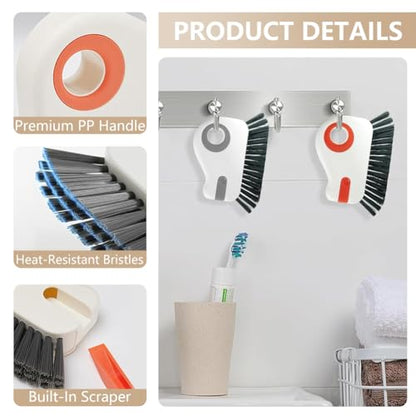 2 in 1 Groove Cleaning Brush, Window Track Cleaning Tools, Multifunction Window Track Cleaner with Hard Bristle and Hidden Scraper, Crevice Brush for Sliding Door Track, Window Seal, Sill (Max) - color: Max