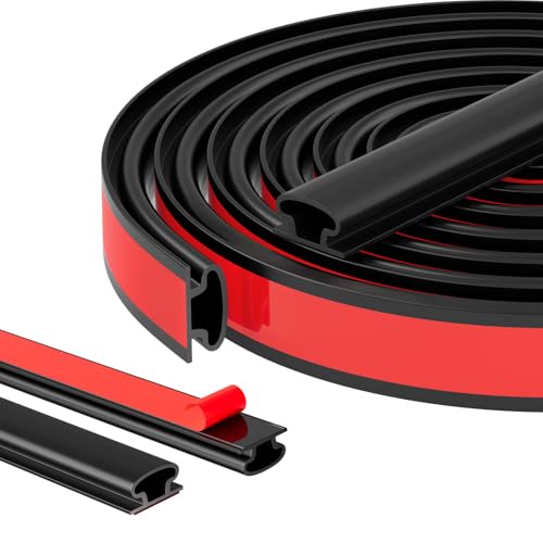 Weather Stripping Door Seal Strip, D Shape Rubber Door Weather Stripping,Self Adhesive Doors Seal Strip for Window Frame Weatherstripping Soundproofing Insulation (Black, 23FT) - color: Black, size: 23FT