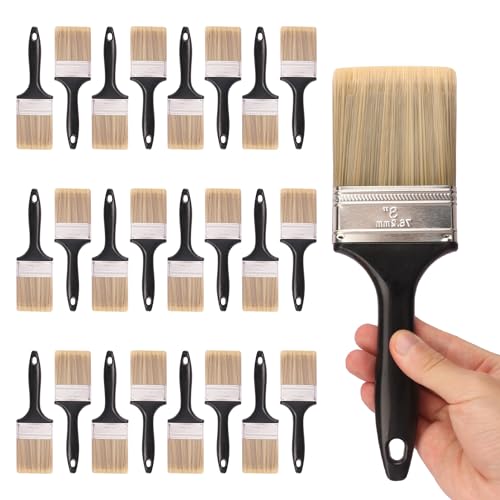 25 Pack 3 Inch Paint Brushes - A Professional Range of Wall Paint Brushes, Deck Paint Brush, and Chip Brushes - Perfect DIY Painting Tools for Your Home or Business KUKLIPJIM - size: 25 Pack 3 Inch