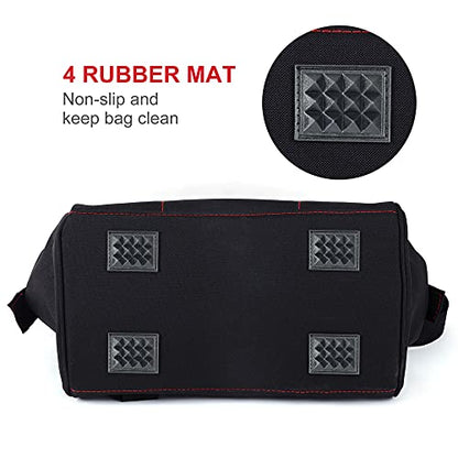 FASTPRO 14-Inch Zip-top Wide Mouth Open Storage Tool Bag, Classic Black&Red Design, Fashionable Design, 600D Polyester Fabric Material for Quality Endurance, With Adjustable Shoulder Strap