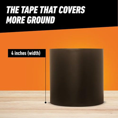 Gorilla Waterproof Patch & Seal Tape, Black Tape, 4" x 10' (Pack of 4) - Permanent Weather Resistant Seal for Leaks and Repairs - size: 4 - Pack