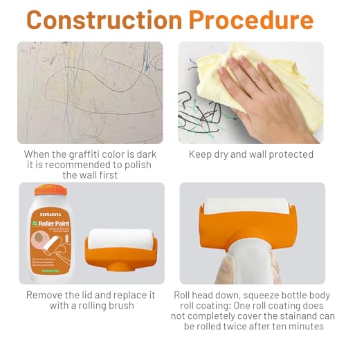 White Paint for Walls, Touch up Paint for Wall with Roller Brush Walls Repair Tool, for Remove Graffiti, Scratches, Stains, Yellowing, Pintura Blanca para Pared