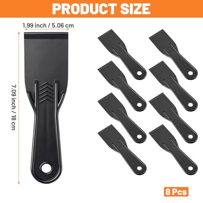 8 PCS Plastic Putty Knife Set, 2-Inch Flexible Plastic Scraper Tools for Spackling, Drywall Repair, Patching, Plastering, Caulking, Wallpaper Removal
