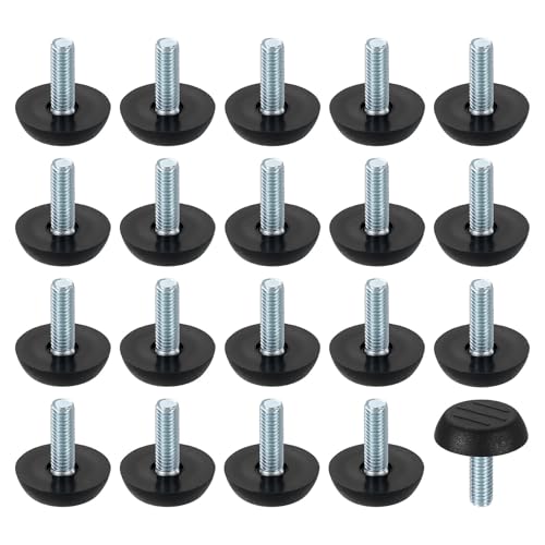 uxcell 24Pcs M6 Thread Furniture Feet Levelers, 23x18mm Adjustable Leveling Table Feet, Screw on Furniture Glide Leveling for Chair Stool Legs, Black - color: Black, size: M6 x 23 x 18mm