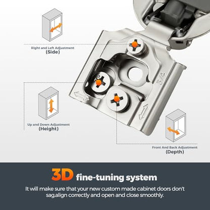 10 Pack (5 Pairs) 3/4" Overlay Soft Close Cabinet Hinges, Satin Nickel Stainless Steel Concealed Hinges with 3D Self-Closing for Face Frame Doors & Kitchens - size: 3/4 inch Overlay