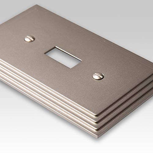 Amerelle Steps Quadruple Toggle Cast Metal Wallplate in Satin Nickel - color: Satin Nickel, size: 4 Toggle