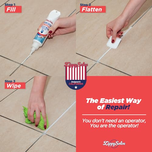 ZippySolve Tile Grout, Repair Kit, Restore & Renew Tile Joints Line, Fast Drying Tile Grout Paint Squeeze Tube for Bathroom Shower Kitchen Floor, Waterproof (50 Pack 8.8 oz Each, White) - style: 50xWhite