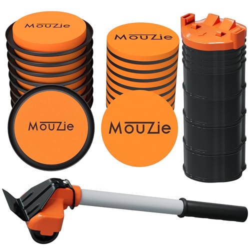 Heavy Duty Furniture Sliders Movers Slider Pads Mover Coasters with Lifter Tool Lift Jack Set for Lifting and Moving Large Appliance and Furniture Over Carpet Hardwood Floors Tile - color: Black+orange, size: 16PCS+Lifter-All Surfaces