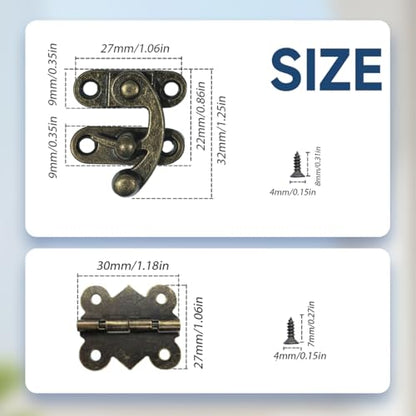 LEFTSTARER 40Pcs 1.2In Antique Cabinet Door Hinges, 20pcs latches with Screws, Bronze Butterfly Style, Small Hinges for Crafts Cabinet Wooden Jewelry Boxes (B.40 Butterfly Hinges + 20 B latches) - color: B.40 Butterfly hinges + 20 B latches