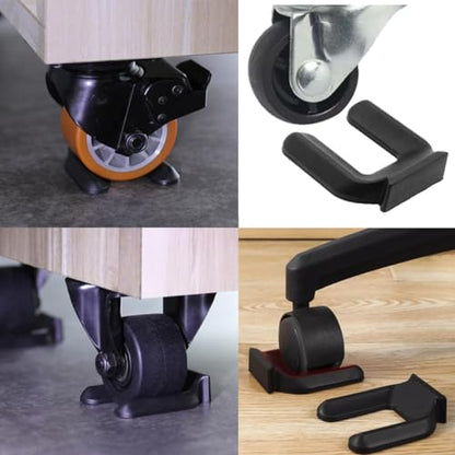 4PCS Black Wheel Stopper Furniture stoppers Bed Roller stoppers M75 for Bed with Wheels, Sofa, Chair, Desk
