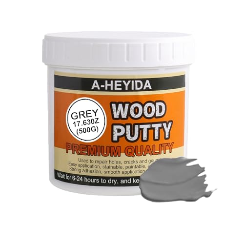 Gray Wood Filler Repair Kit - Paintable, Stainable Wood Putty for Restore Cracks and Holes on Wooden Floor Furniture, Vinyl, Laminate, Veneer, Cabinet