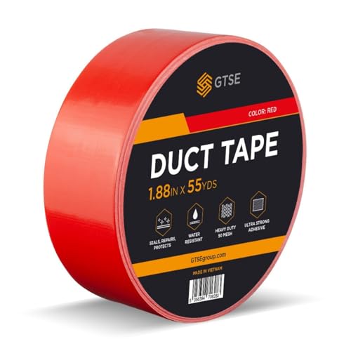 GTSE Red Duct Tape, 2 Inches x 55 Yards (164 ft), Heavy Duty, Waterproof Repair Tape for Indoor or Outdoor Use, 1 Roll - color: Red, size: 2" x 55 yards