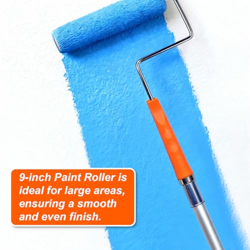 King Origin 16-Piece Paint Roller Kit with Extension Pole (3 ft), 9"&4" Paint Rollers, Frames, Paint Brush, Drop Cloth, House Paint Supplies for Painting Walls, Home Interior - color: 16 Pack, 9" & 4" roller