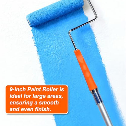 King Origin 16-Piece Paint Roller Kit with Extension Pole (3 ft), 9"&4" Paint Rollers, Frames, Paint Brush, Drop Cloth, House Paint Supplies for Painting Walls, Home Interior - color: 16 Pack, 9" & 4" roller