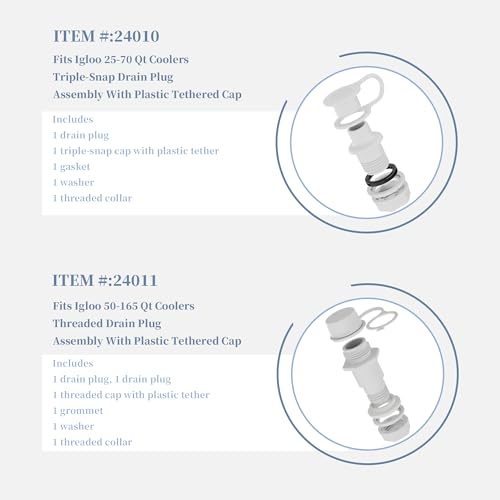 Replacement Parts Kit for Igloo Coolers - Plastic Hinges, Latches, Screws, Threaded Drain Plug and Triple-Snap Drain Plug,Compatible with Igloo Cooler
