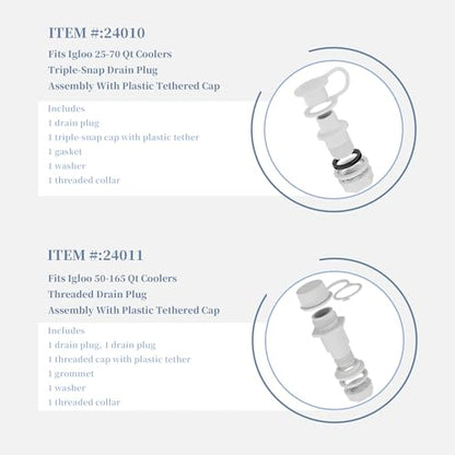 Replacement Parts Kit for Igloo Coolers - Plastic Hinges, Latches, Screws, Threaded Drain Plug and Triple-Snap Drain Plug,Compatible with Igloo Cooler