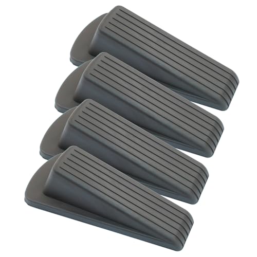 4Pcs Door Stoppers, Heavy Duty Rubber Door Stopper Wedge for Carpet, Tile, Wood & Concrete Floors, Non-Slip Stackable Gap Guards with Safety Protection (Brown) - color: Brown