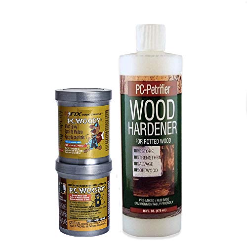 PC-Products PC-Woody Wood Repair Epoxy Paste, Two-Part 12 oz, and PC-Petrifier Wood Hardener 16 oz, Kit - size: Woody (12 oz) & Petrifier (16 oz) Kit, style: PC-Woody Kit