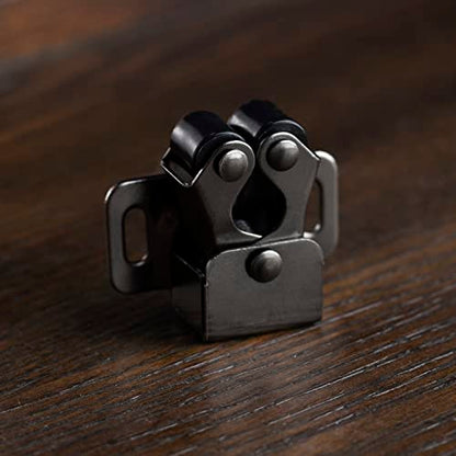Keenkee 4 PCS Cabinet Latch Double Roller Catch Hardware for Cupboard Closet Kitchen Cabinet Door Latches and Catches, Black Nickel - color: BlackNickel 4ps