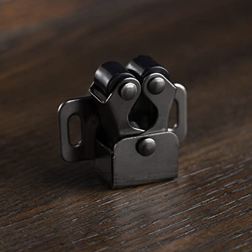 Keenkee 8 PCS Cabinet Latch Double Roller Catch Hardware for Cupboard Closet Cabinet Door Latches and Catches, Black Nickel - color: BlackNickel 8ps