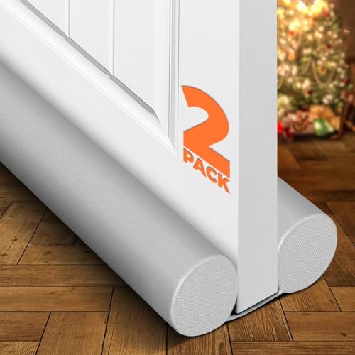Holikme Door Draft Stopper 2 Pack×36inch, Door Sweep Weather Stripping Noise Blocker Window Breeze Blocker Adjustable Door Sweeps, Grey - color: Gray, size: 72 inch
