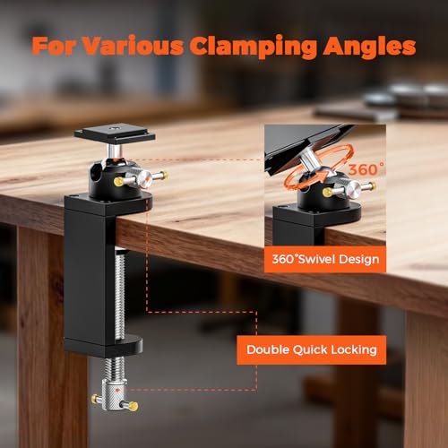 Luvan 360° Rotating Mini Bench Vise Stand, Double Locking Heavy-Duty Table Vise Stand with Enhanced Clamping Force, Adjustable Angle Vise Bracket Table Clamp Stand with Swivel Base for Fractal Vise ﻿ - color: Mount Vise and Grinder