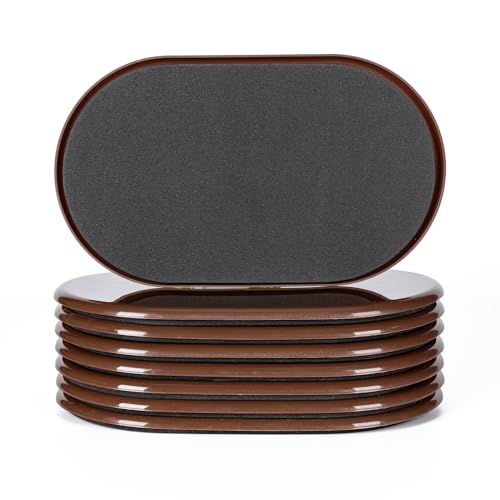 Furniture Sliders, Furniture Sliders Pads for Hardwood Floors, Chair Legs Floors Protectors, Reusable Round Glides Glider, Heavy Duty Furniture Movers Sliders (8 Pcs, 5 3/4inch x 9 1/2inch,Coffee) - size: 9 1/2" Oval-8 Pack Coffee