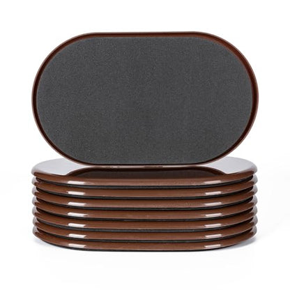 Furniture Sliders, Furniture Sliders Pads for Hardwood Floors, Chair Legs Floors Protectors, Reusable Round Glides Glider, Heavy Duty Furniture Movers Sliders (8 Pcs, 5 3/4inch x 9 1/2inch,Coffee) - size: 9 1/2" Oval-8 Pack Coffee