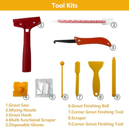 Double Caulking Gun,Dual Epoxy Gun for 400 mL(13.5 fl oz,1:1 Mix Ratio),Manual Dual Component Adhesive Applicator with 9 Pieces Caulk Tools,Yellow - color: Yellow