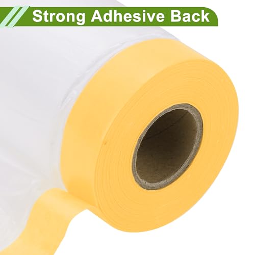 Pre-Taped Masking Film Plastic Cover PE Film Masking Paper 1 Pc 2200x30cm / 72.18ftx11.81" White Yellow