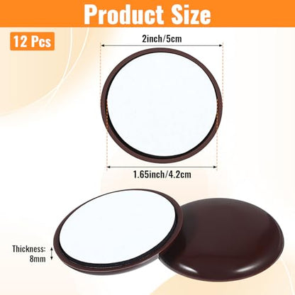 12Pcs 2 inches Stick Furniture Sliders, Furniture Moving Pads Heavy Duty Adhesive Furnitures Movers for Easy Moving on Carpet Hardwood (Coffee)