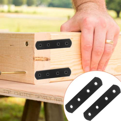 Jiozermi 8 Pcs Straight Brace, Flat Brace 3.9” x 0.8”, Stainless Steel Straight Bracket, Mending Joining Plates for Wood, Board, Bed Frame, Furniture & Shelves, Matte Black - size: Black, 3.9” x 0.8”, 8 Pcs