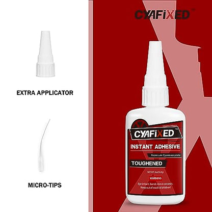 CYAFIXED Toughened Super CA Glue, Professional Grade Cyanoacrylate Instant Adhesive, 2 oz. (56.8 Grams) - CA Glue for Rubber, Leather, Carbon Fiber, Speakers and Seals - size: 2 Oz, style: Toughened
