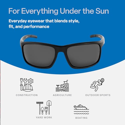 Bullhead Safety Eyewear BH2763AF Pompano, Matte Black Frame/Temple Smoke Af Lens Black Tpr Nose Piece And Temple Ends - color: Smoke Lens, Matte Black Frame, style: Anti-fog