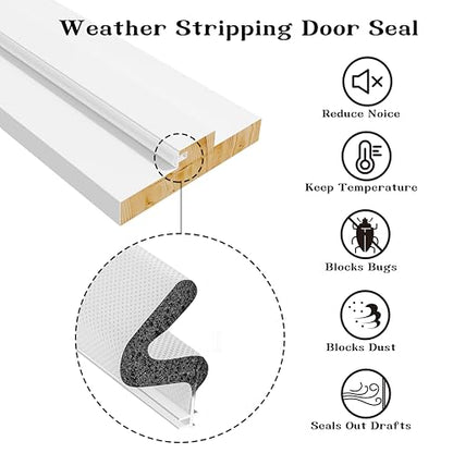 Door Jamb Frame Kit with Weatherstrip, Pine Wood, Primed, Pre-Installed Hinges, Handle Included, 81.65 in x 4.57in x 1.18 in (Left Handed) - color: Sliver Hardware-Left Handed