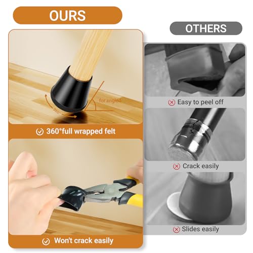 24 PCS Silicone Chair Leg Floor Protectors Medium Fit (1"-1.2") Rubber Felt Furniture Pads Chair Legs Caps/Covers for Hardwood Floors, Tile from Scratches & Reduce Noise - Round, Black - size: Medium(1"-1.2")