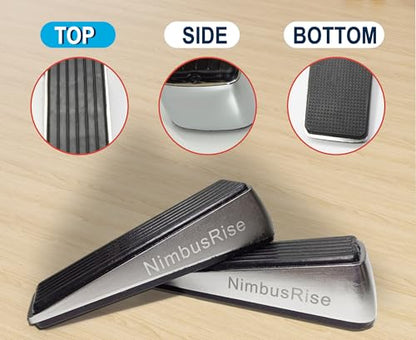 Heavy Duty Rubber Door Stopper Wedge (2 Pack) – Non-Slip Door Stoppers for Bottom of Door, Floor-Friendly Door Stop for Carpet, Tile & Hardwood, Ideal for Home, Garage, Classroom & Office