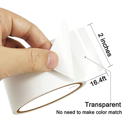 Clear Repair Tape, Waterproof & Airtight, Transparent, 2" x 16.4ft, For PVC, Vinyl, Canvas, Leather, Glass, Rubber - size: 16.4ftx2in