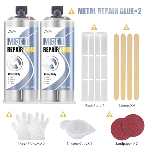 Metal Glue - 2 Part Epoxy Heavy Duty Welding Glue for Bonding and Repairing the Crack Leaking Stainless Steel, Ceramics, Plastic, Metallic Alloys - Super Liquid Metal Filler, Heat-Resistant - 3.5oz