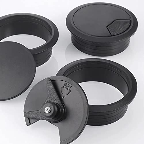 TuTuYa 6PCS Desk Grommet, Desk Cable Grommet 3-1/6 Inch (80 mm) Black Desk Cable Hole Cover with Hole Saw, Cable Pass Through, Ideal Solution for Office and Home Table Cable (Black, 3-1/6 Inch) - color: 3-1/6inch _80mm Black 6PCS