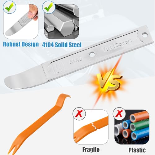 4140 Pry Tool,Pry Bar Trim Removal Tool,Pocket Pry Bar,Automotive Trim Removal Tool Kit,Aircraft Trim Removal Pry Tool,Interior and Exterior Trim Removal Kit for Planes - size: silver 2pcs